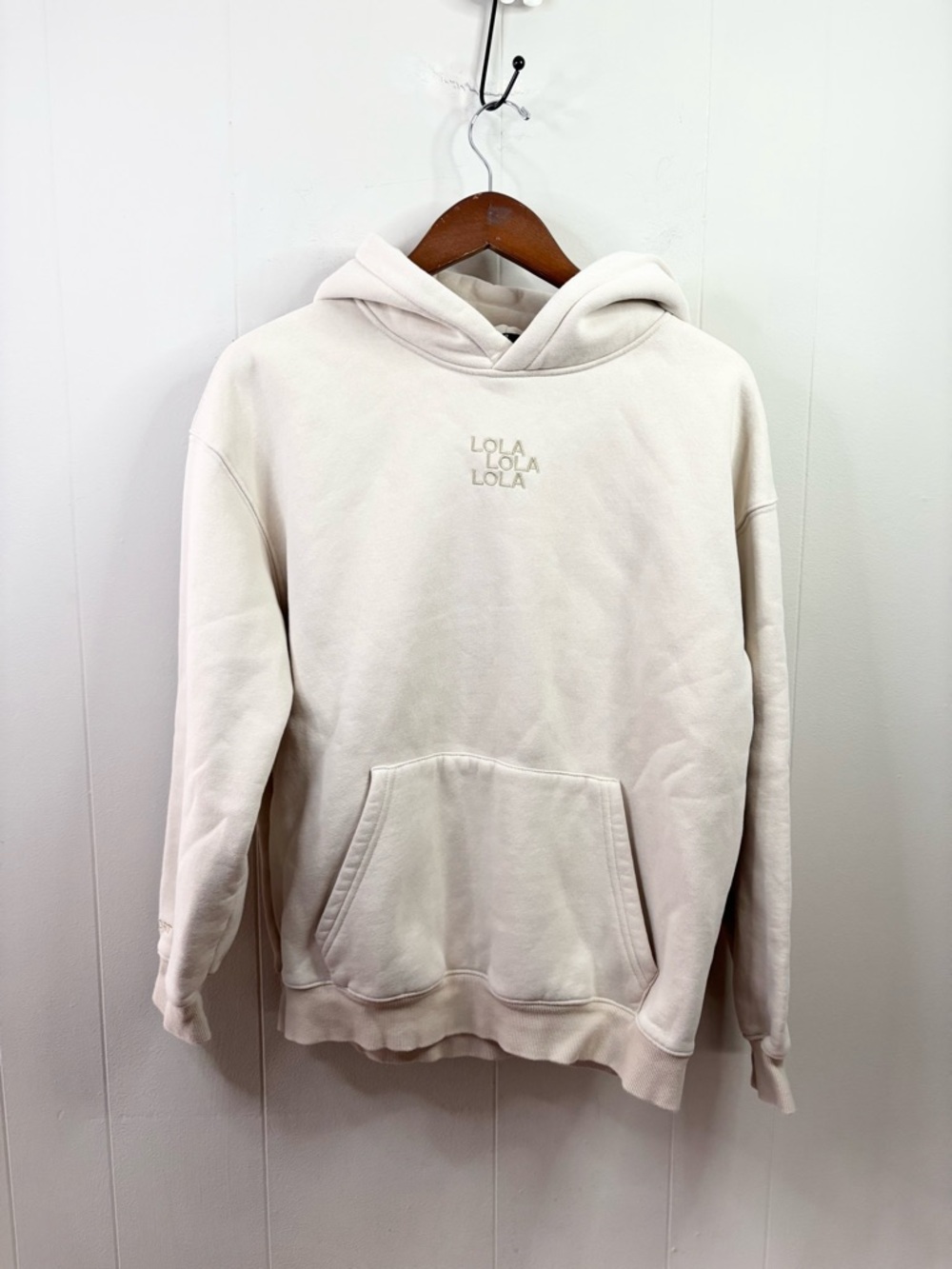 Lola blankets sweat set jogger sweatpants and sweatshirt hoodie size SM cream - Picture 2 of 13